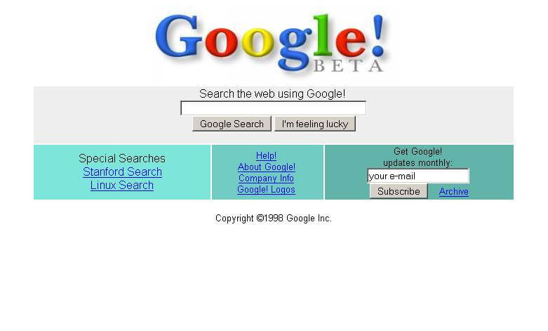 Google screenshot 1998