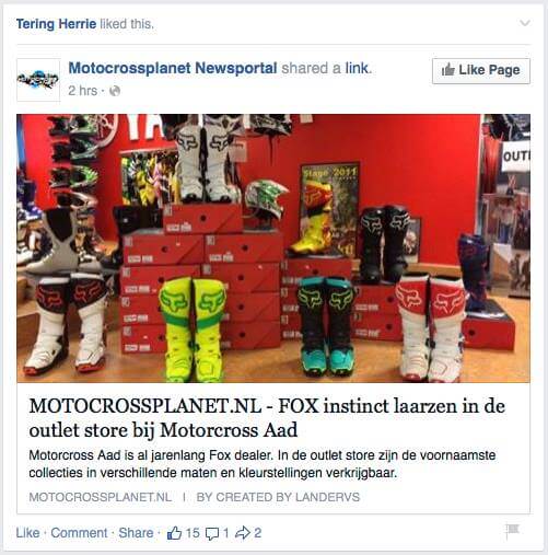 Voorbeeld Facebook advertentie volgens nieuwe voorwaarden 2015