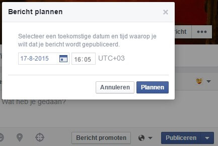 Facebook bericht inplannen