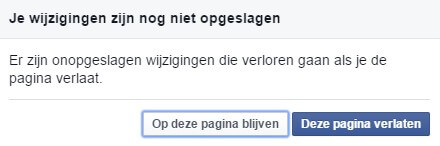 Je Wijzigingen zijn nog niet opgeslagen Facebook adverteren