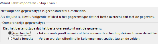 Excel Wizard Tekst importeren