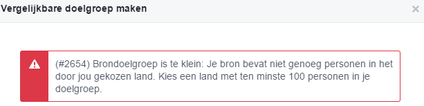 Facebook Ads vergelijkbare doelgroep te kleine doelgroep