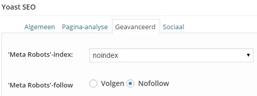 Yoast Plugin WordPress noindex nofollow