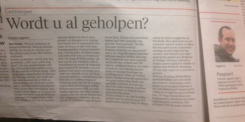 Gastcolumn NHD over VenD Wordt u al Geholpen door Thomas Lapperre van Bloeise