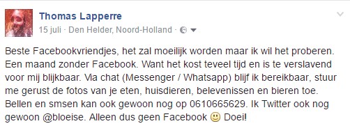 30 dagen stoppen met Facebook - aankondiging