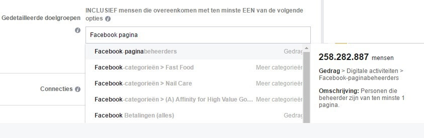 Facebook pagina beheerders doelgroep Facebook Ads