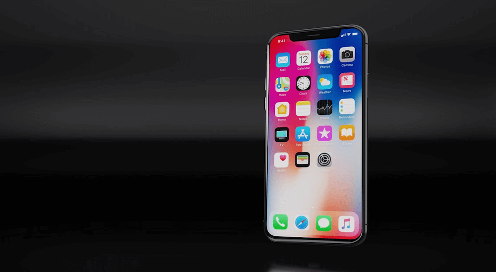 De iPhone X op een zwart achtergrond