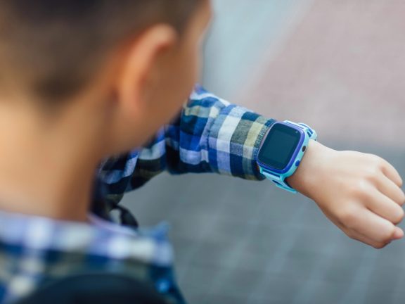 boy with smartwatch, selective focus