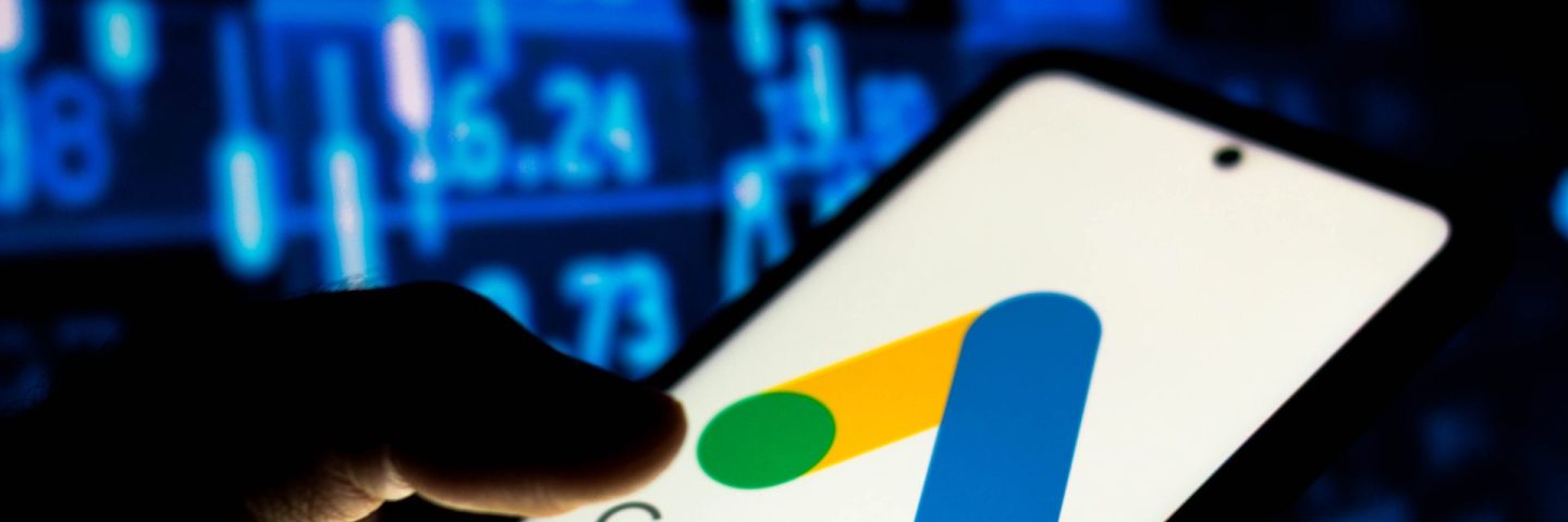 October 12, 2021, Brazil. In this photo illustration the Google Ads (AdWords) logo seen displayed on a smartphone