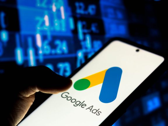 October 12, 2021, Brazil. In this photo illustration the Google Ads (AdWords) logo seen displayed on a smartphone