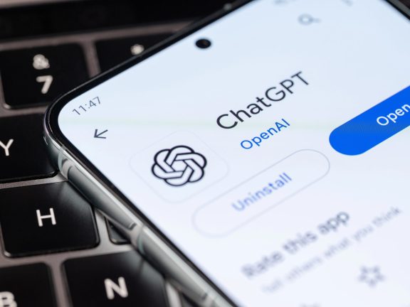 New York, USA - July 31, 2023: ChatGpt uninstall menu in google store on smartphone screen close up