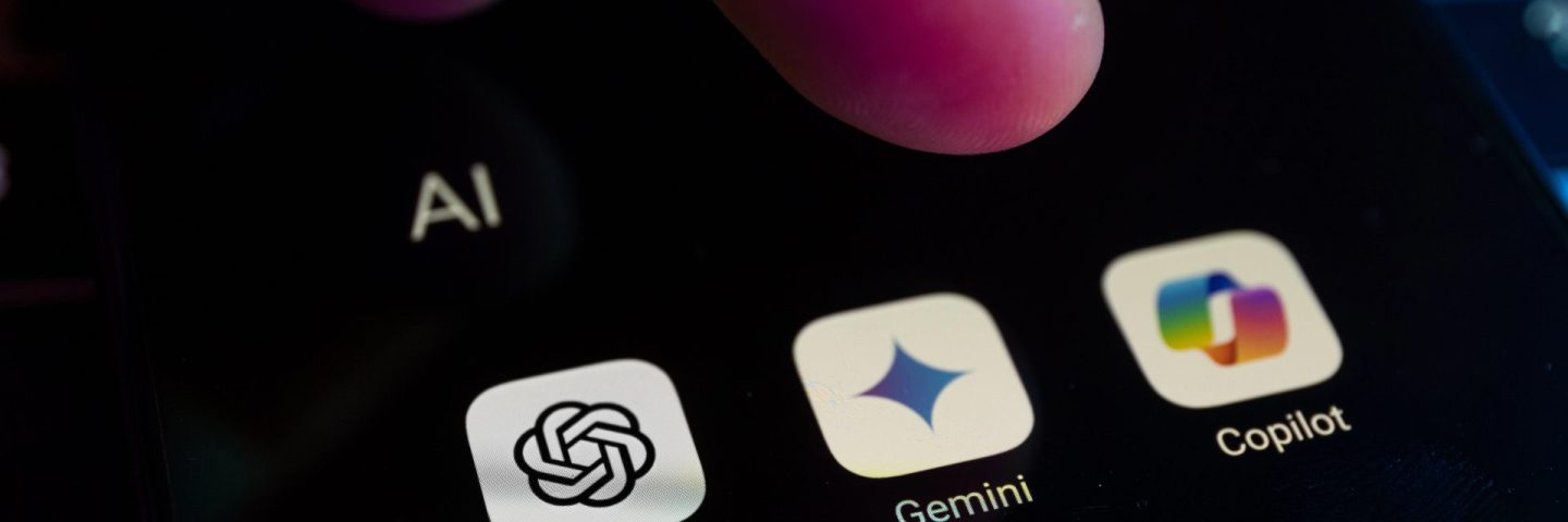 Kaunas, Lithuania - 2024 August 16: Most popular AI chatbots assistants language models on smartphone screen. ChatGPT, Gemini and Copilot