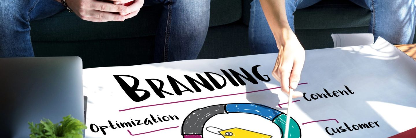woman showing on poster with Branding