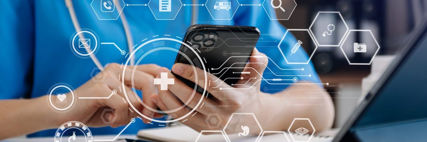 health care business graph data and growth, Medical examination and doctor analyzing medical report network connection on tablet screen.