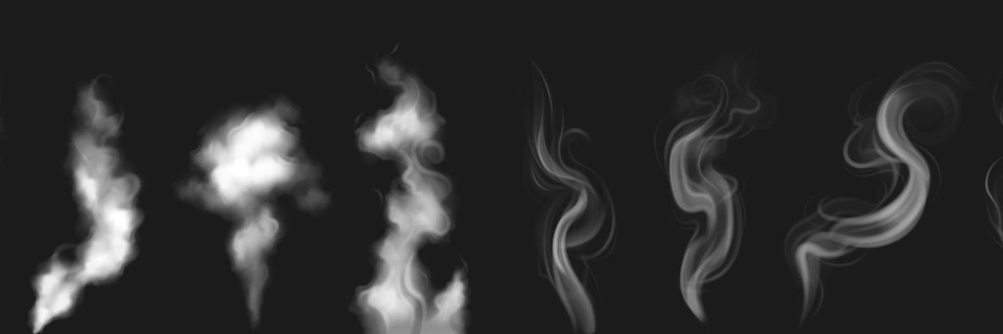 Realistic smoke set on transparent background