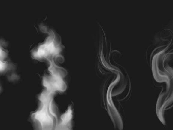 Realistic smoke set on transparent background