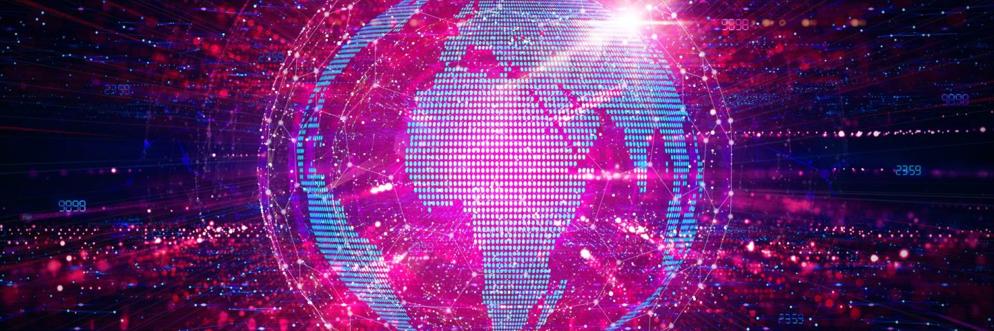 Web3 -  Web3.0 - Semantic Web - New Iteration of the World Wide Web Through Decentralization Based on Blockchains - Innovative Solutions in Computer Science and Information Technology - Digital Globe Surrounded by Blockchains