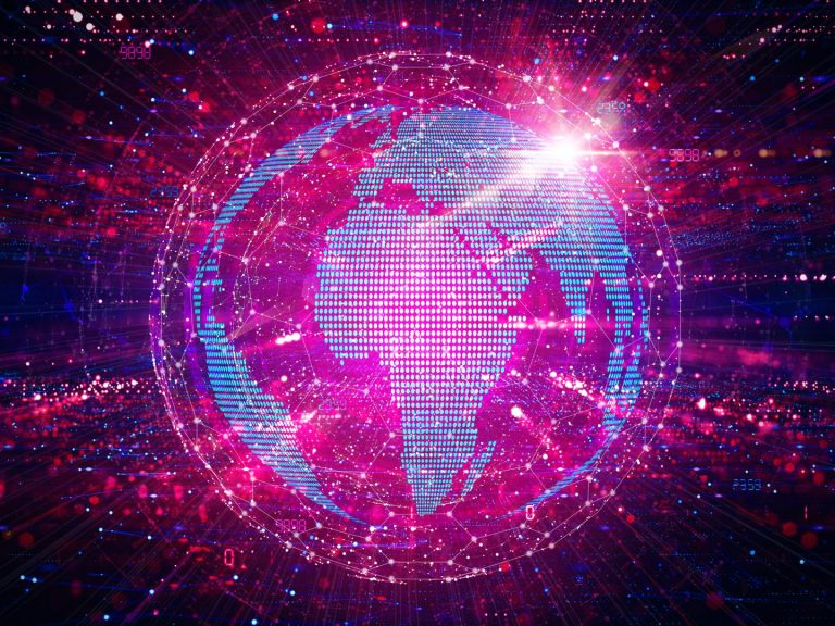 Web3 -  Web3.0 - Semantic Web - New Iteration of the World Wide Web Through Decentralization Based on Blockchains - Innovative Solutions in Computer Science and Information Technology - Digital Globe Surrounded by Blockchains