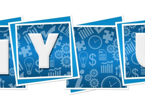 Why us text written over blue background.