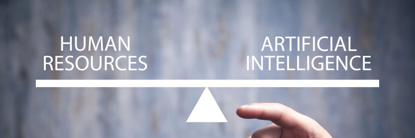Human Resources and Artificial Intelligence text on scales.