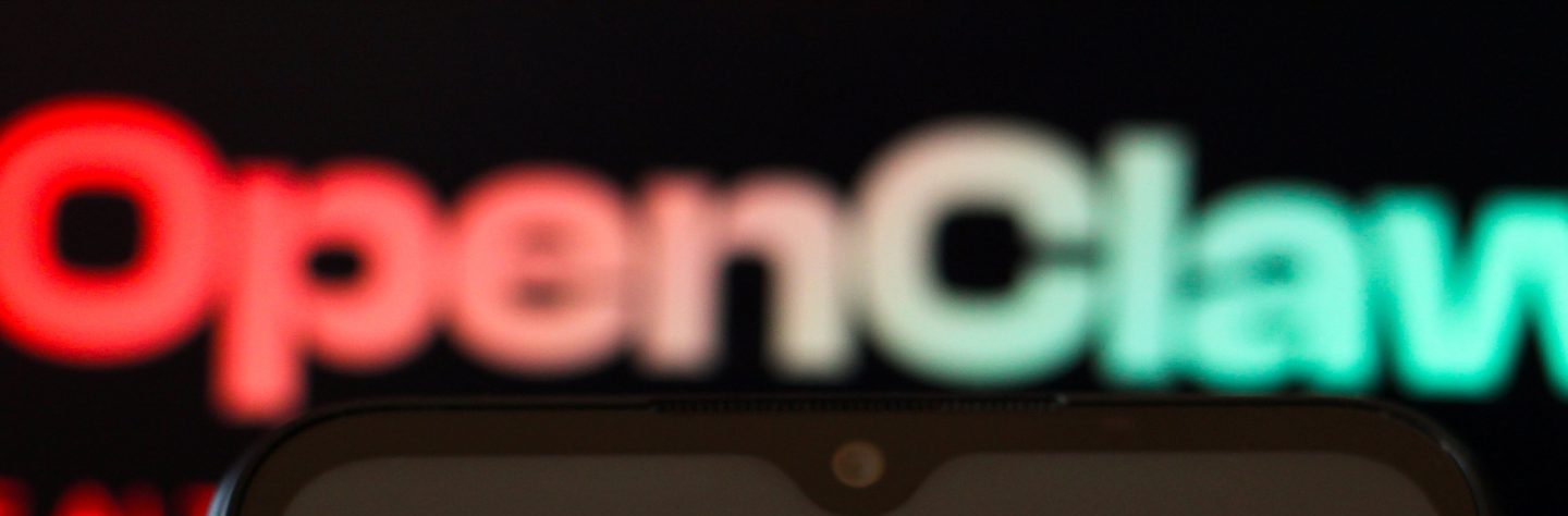 In this photo illustration, the OpenClaw AI (Open Claw) logo is seen displayed on a smartphone screen