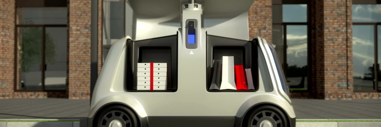 Drone delivers a package to a residence