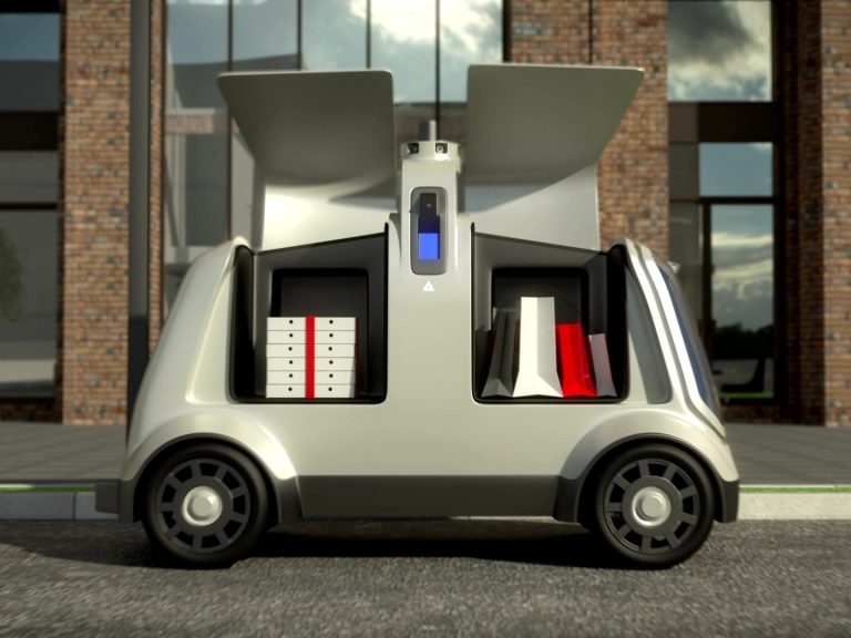 Drone delivers a package to a residence