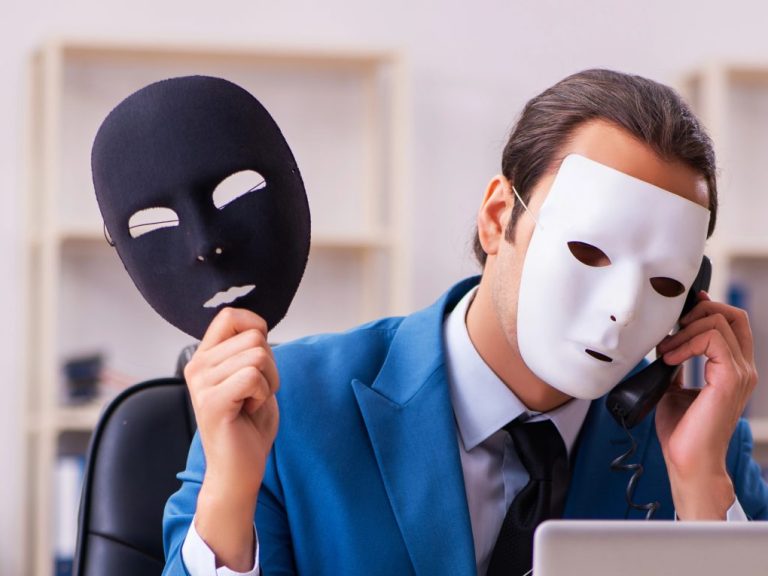 Young male employee wearing masks in the office
