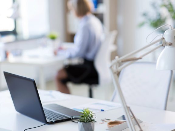 laptop computer on office table